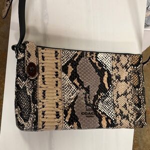 Coach Snakeskin Crossbody Bag - Black and Tan
